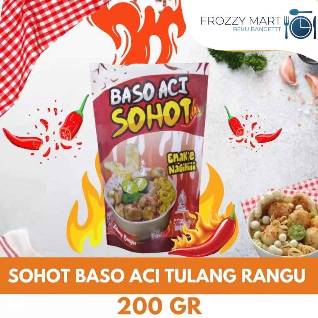 

SOHOT Baso Aci 200gr | Kuah Ayam Keju, Original, Tulang Rangu | Cemilan Pedas Instan