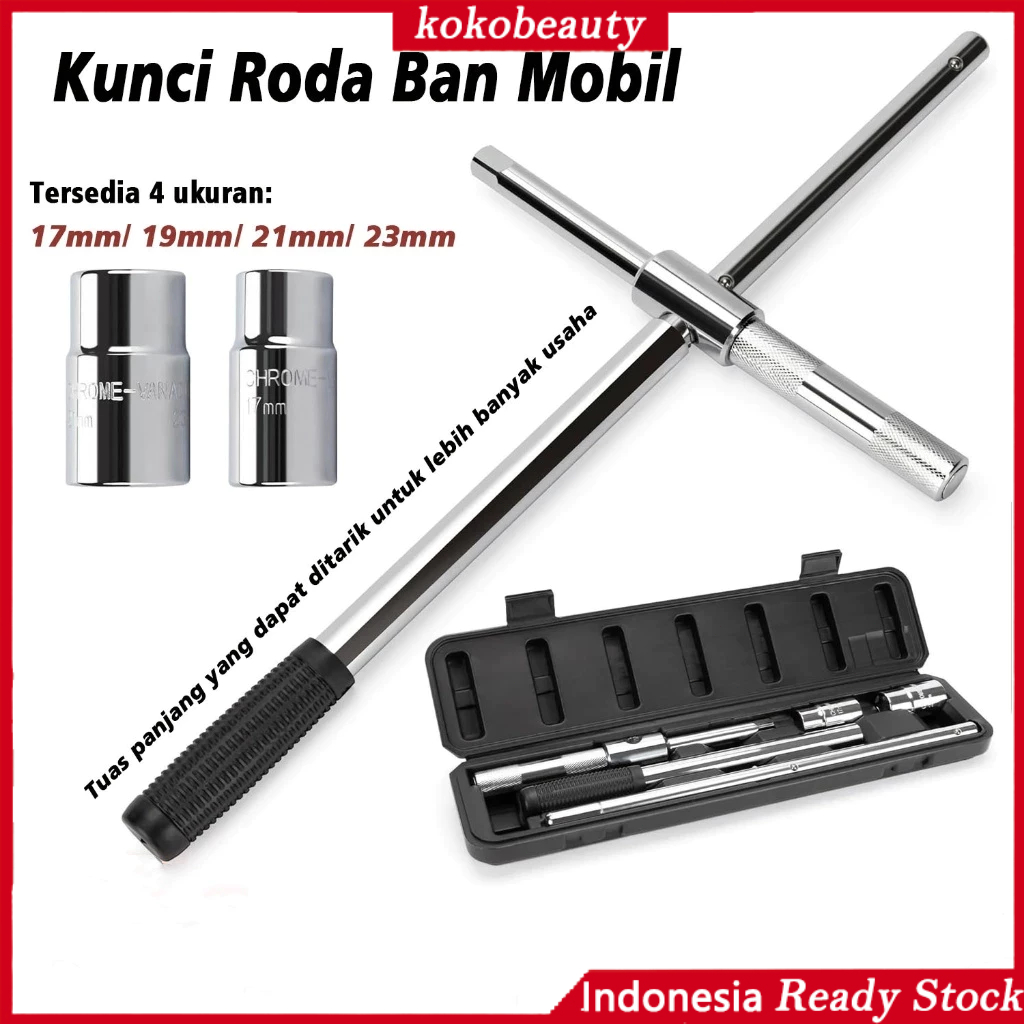 4in1Kunci Roda Palang Ban Roda Mobil kunci roda ban mobil Kunci Sok 17 19 21 23 Telescopic Telescopi
