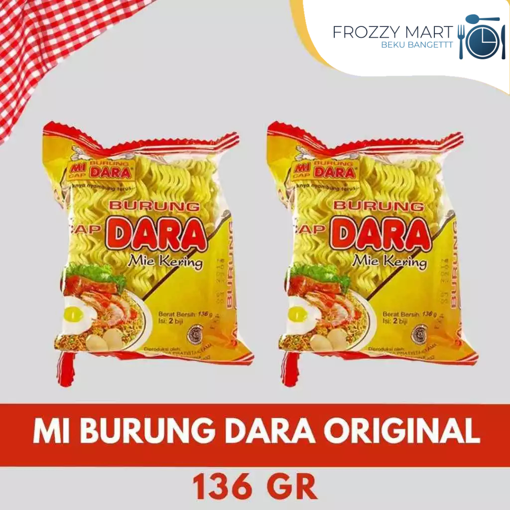 

Mi Burung Dara Original 136gr Isi 2 – Mie Kering Lurus Premium