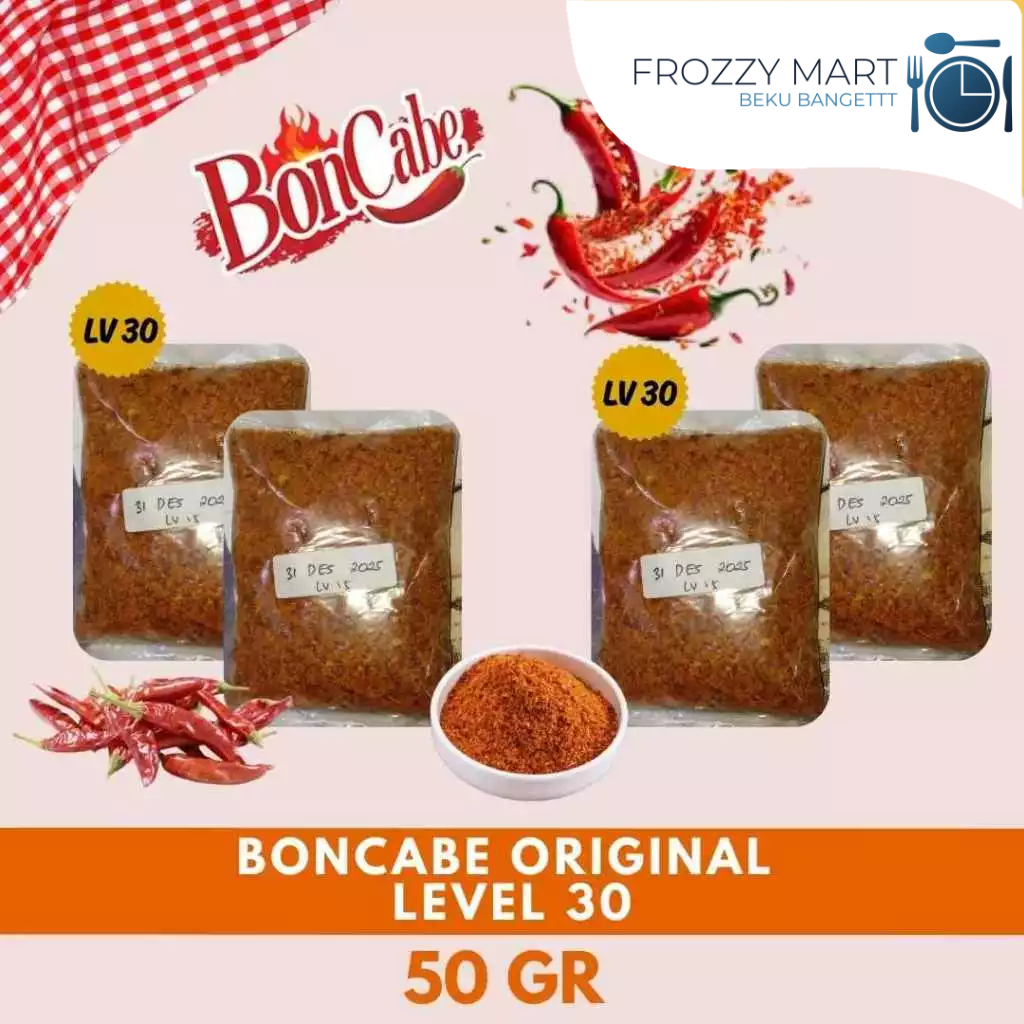 

BONCABE Original Level 15 & Level 30 50gr (Repack) – Bubuk Cabai Tabur Pedas Gurih