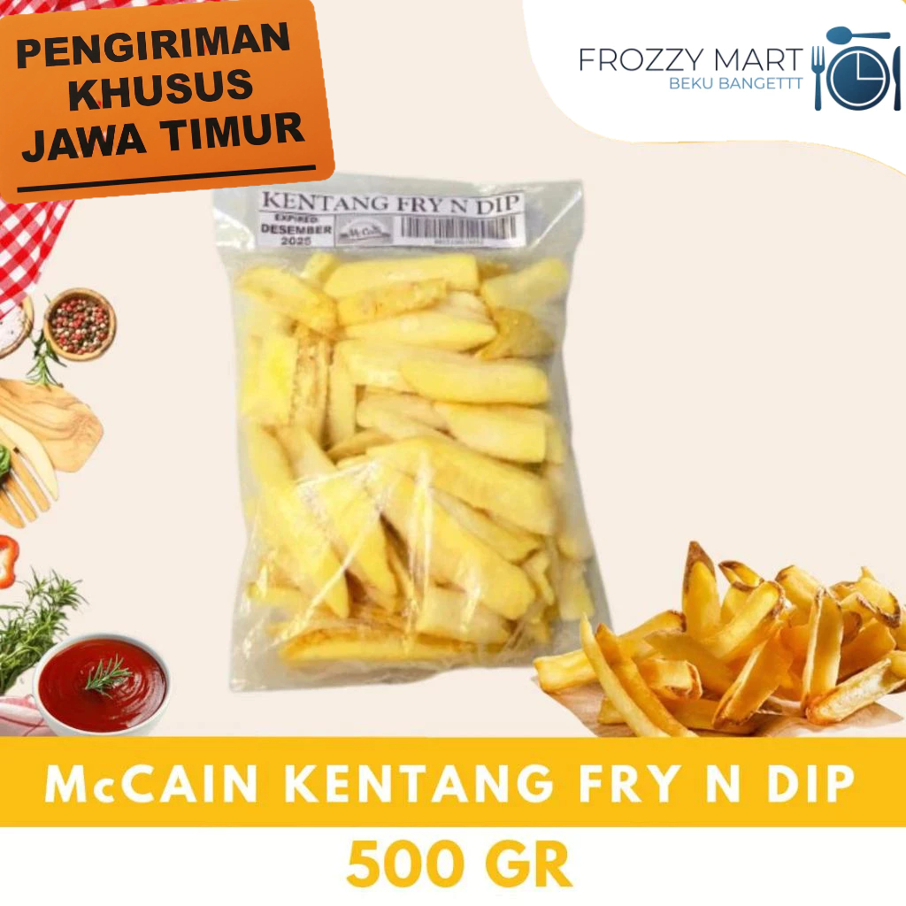 

Kentang McCain Repack 500gr - Crispers / Shoestring / Crinkle / Fry N Dip - Kentang Premium