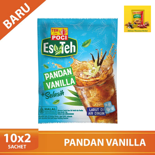 

Teh Poci ES TEH Pandan Vanila +Selasih (renceng) ISI 10 Sachet | Minuman Instant