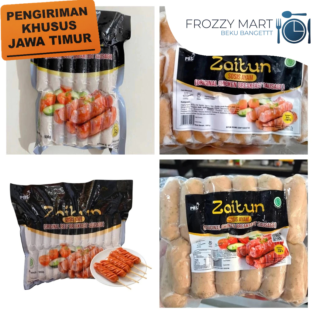 

Sosis ZAITUN Breakfast Sausage | Isi 25 / 50 pcs | Beef & Chicken Frozen 500gr / 1kg