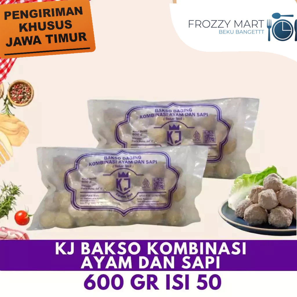 

KJ Bakso Kombinasi Ayam & Sapi 600g Isi 50 – Bakso Frozen Siap Masak
