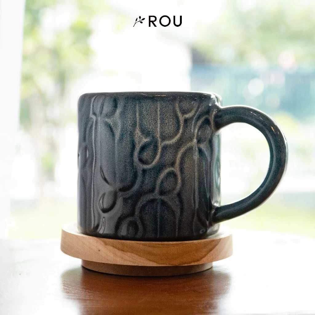 ROU BATIK Pottery Mug - Batik Motif Series | Cangkir Gelas Kopi Cafe