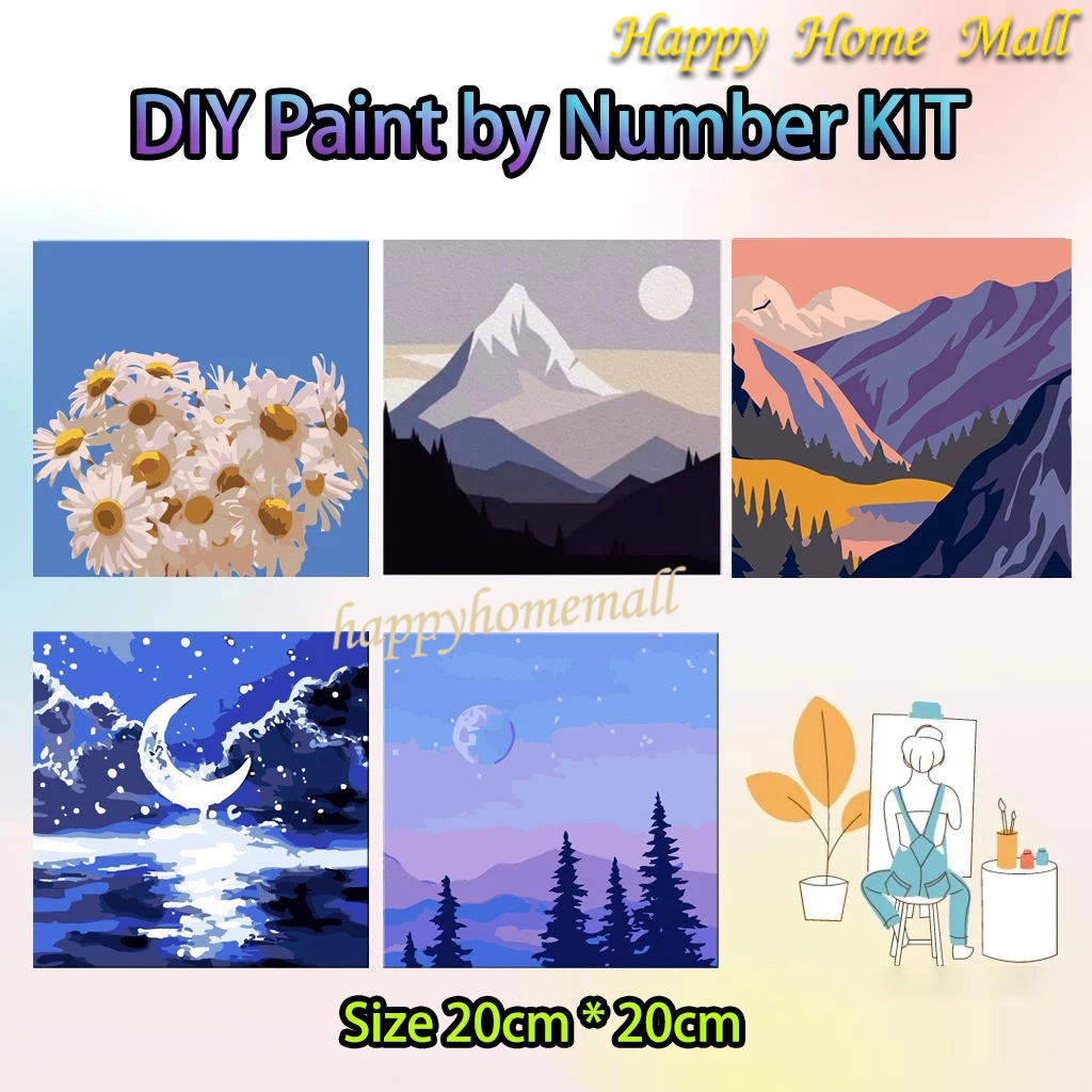 

【 Ready stock-COD 】DIY Painting Kit 20x20cm Nature Series / Aesthetic Canvas Paint Kit Digital