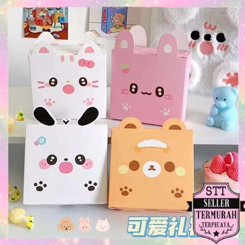 

STT Goodie Box Hampers Gift Cute Animal Series Paper Box Ultah Kids Dus hadiah Snack Permen Kue karakter kartun lucu Tas Box Bingkisan Ulang tahun