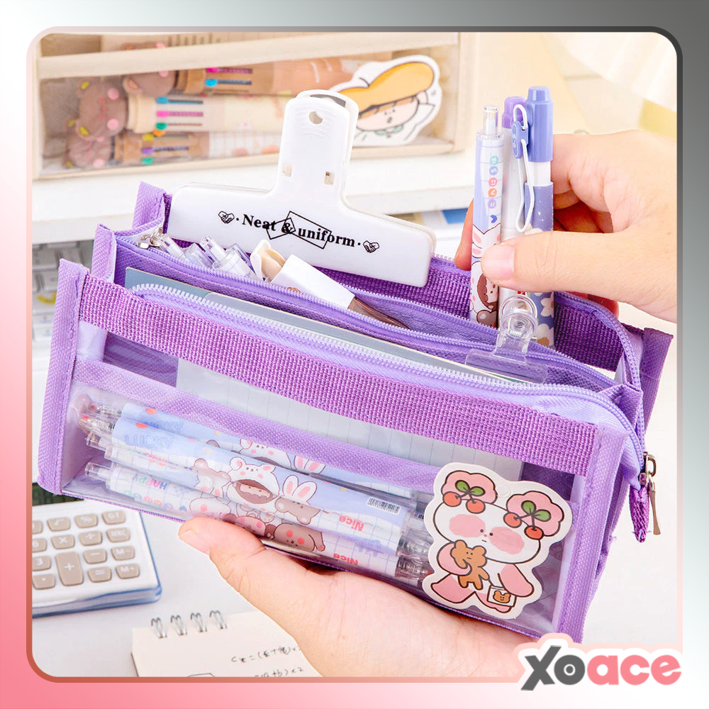 Kotak Tempat Pensil Transparan Aesthetic Pencil Case Kapasitas Besar DCA2323