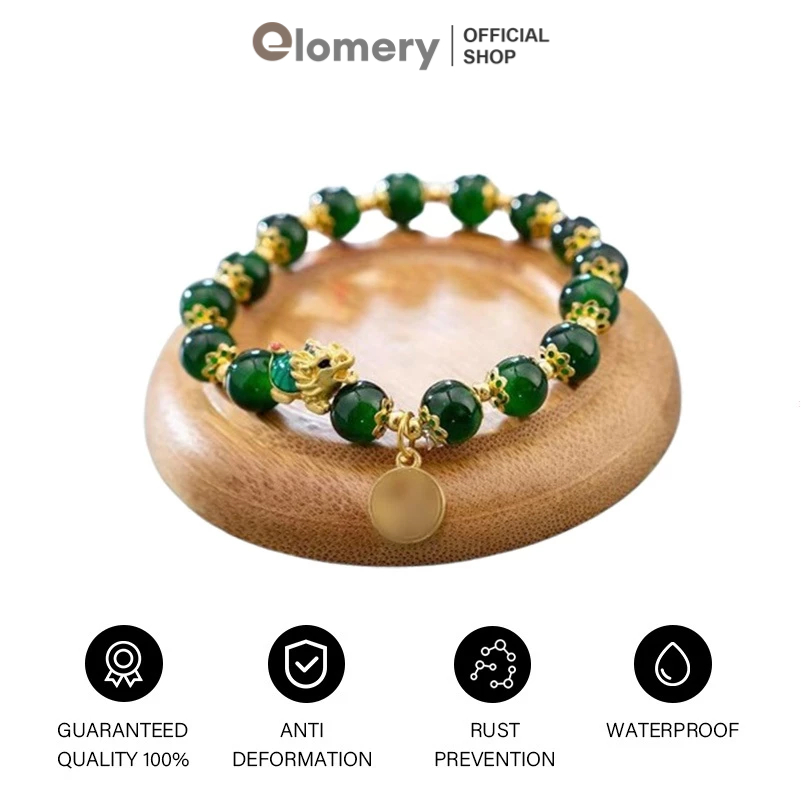 Elomery Gelang Fashion Retro Feng Shui Emas Pria Wanita Netral Imitasi Simple Import Aksesoris