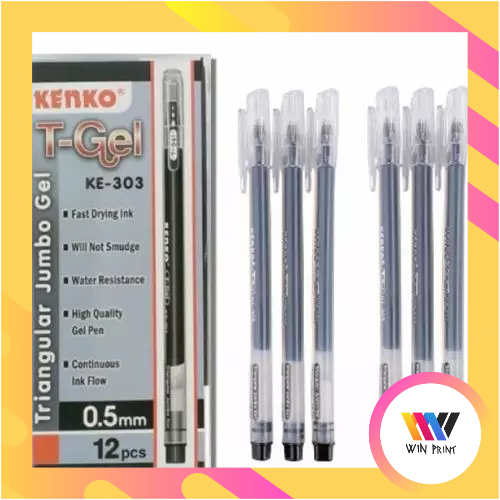 

KENKO Gel Pen KE-303 T-Gel Triangular Black / Pulpen / Pena 0.5 MM (Satuan) / Pulpen Kenko Gel Pen 0.5
