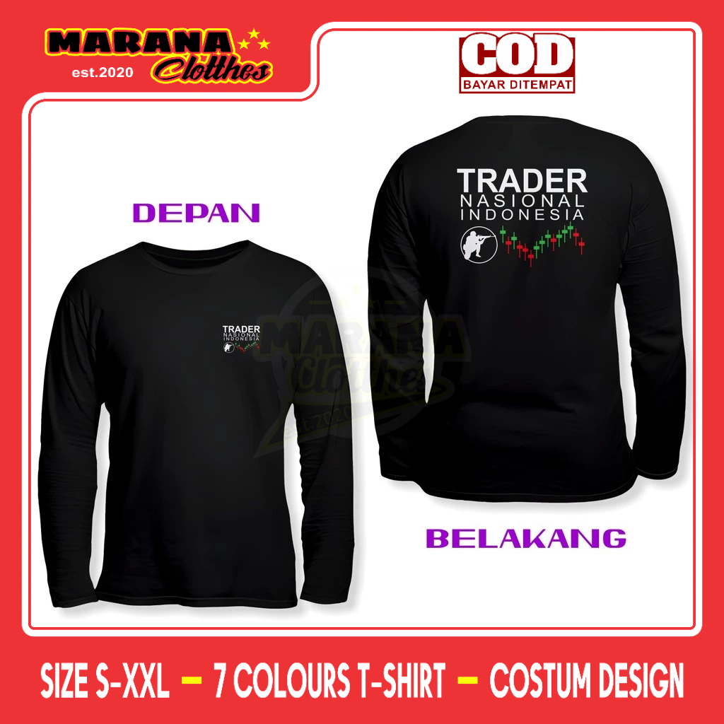 Kaos Trading Forex Trader Nasional Indonesia Sniper Candle Stick DB Lengan Panjang Kaos Distro