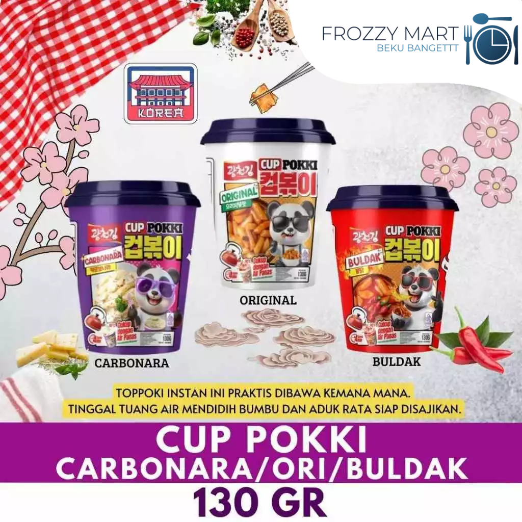 

CUP Pokki Korean Tteokbokki 130gr | Original, Carbonara, Buldak – Toppoki Praktis