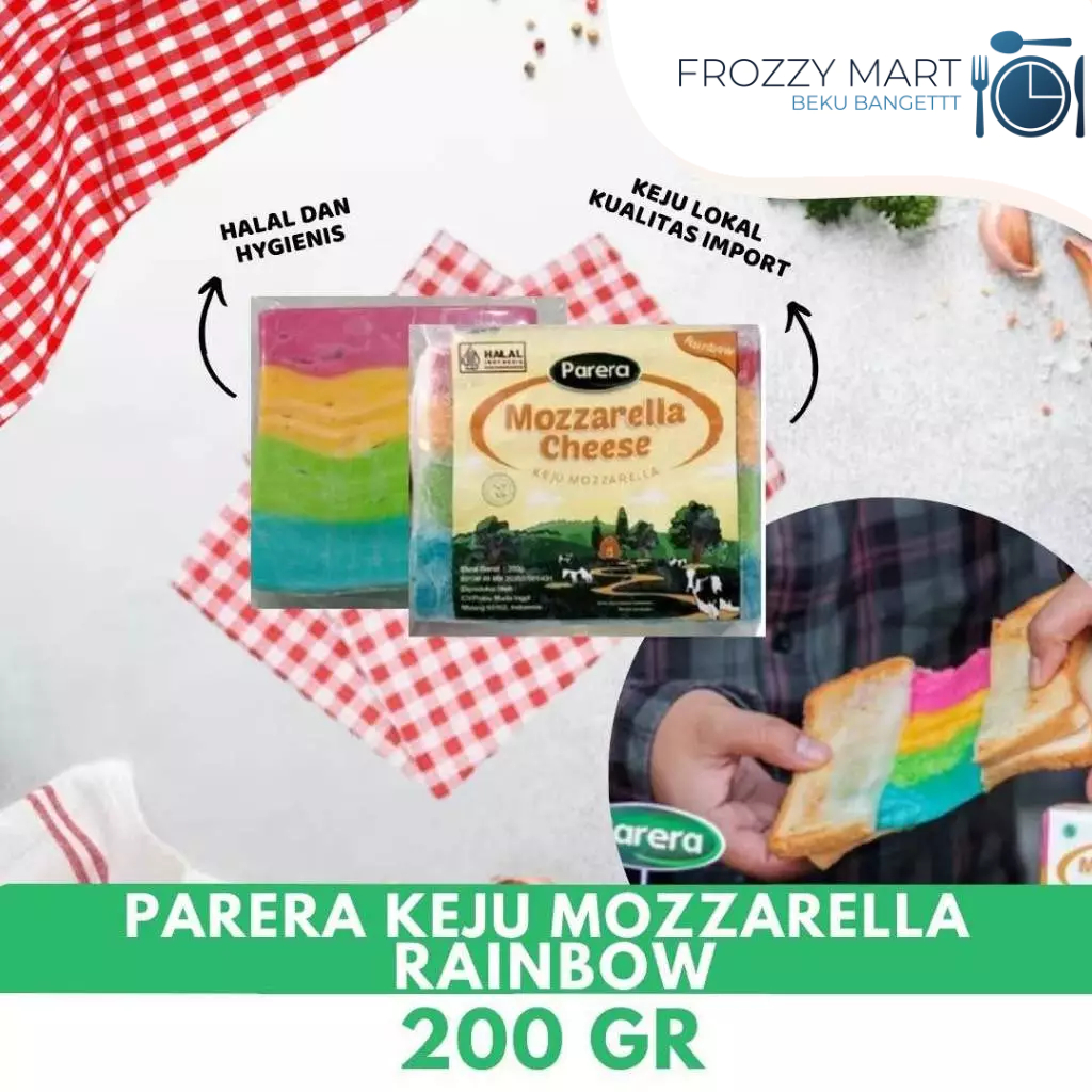 

PARERA Keju Mozzarella Rainbow 200gr | Keju Warna Leleh Pizza Lasagna Panggang