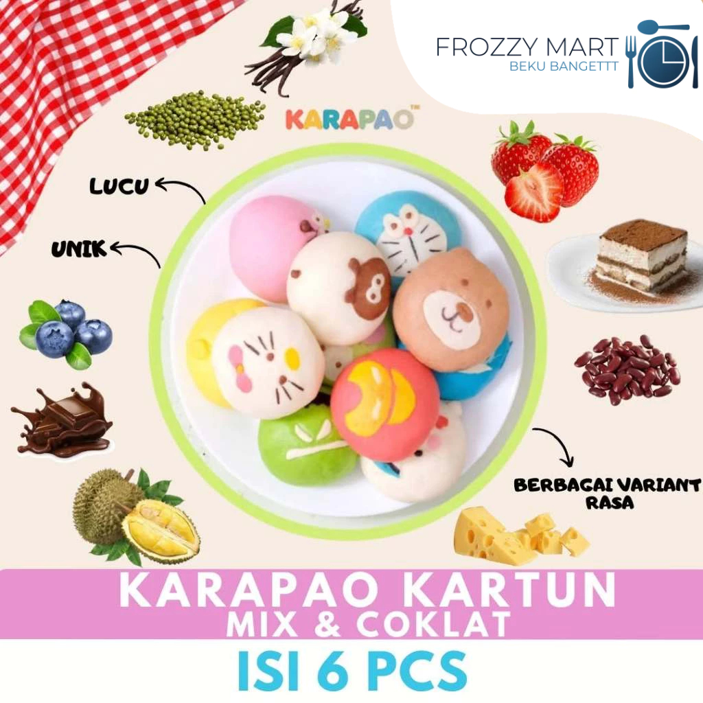 

KARAPAO Kartun Mix / Coklat Isi 6 | Bakpao Kartun Frozen Lucu untuk Anak