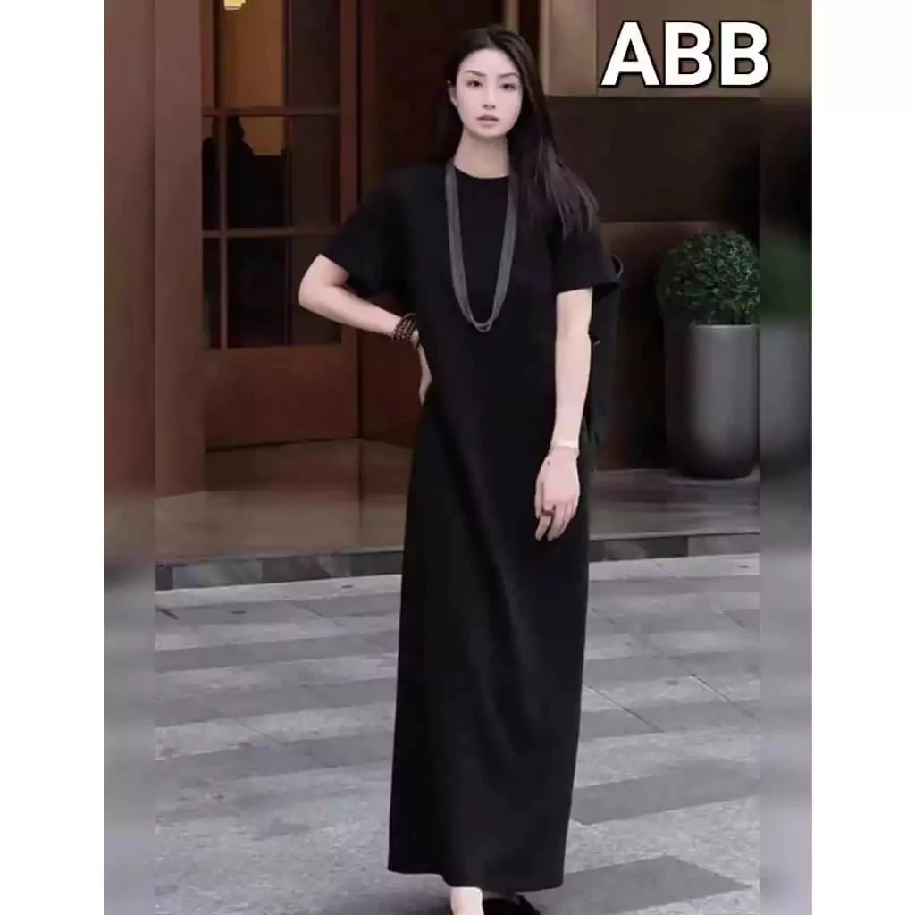 dress kondangan simple elegan/dress panjang lengan pendek korean style dress wanita terbaru