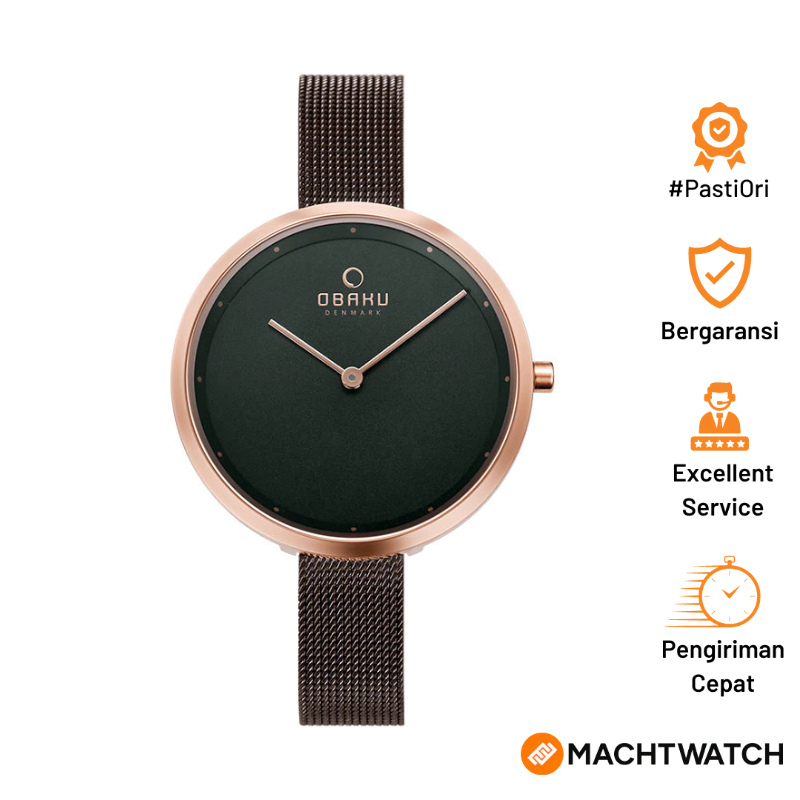 Jam Tangan Wanita Obaku V227LXVNMN Dok Walnut Dark Brown Dial Dark Brown Mesh Strap