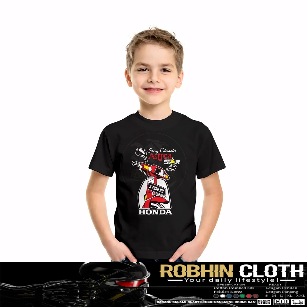 Kaos Baju Anak Motor Honda Astrea Star Stay Classic Request Plat Nomor Baju Otomotif