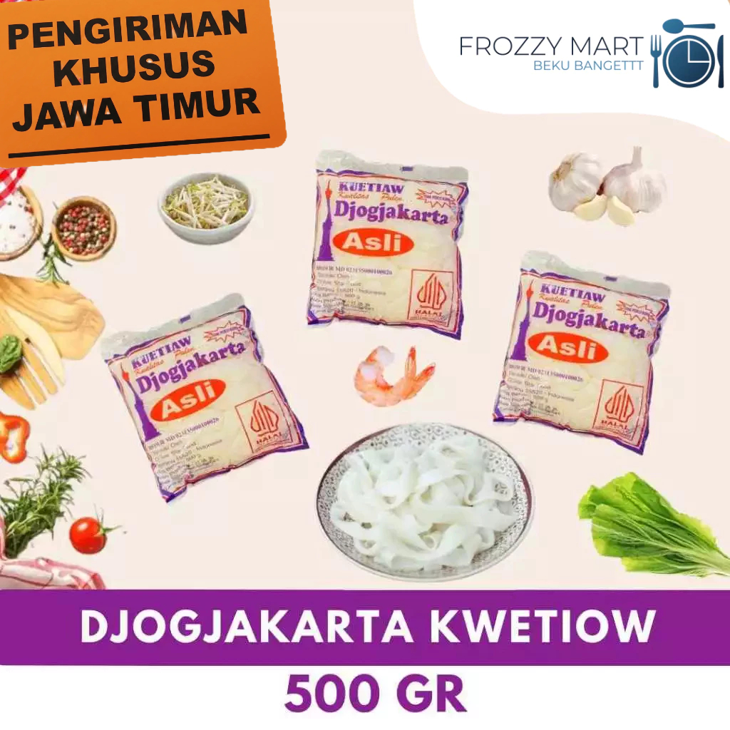 

DJOGJAKARTA Kwetiaw Mentah 500gr / Kwetiau Basah Siap Masak / Mie Kwetiau Fresh