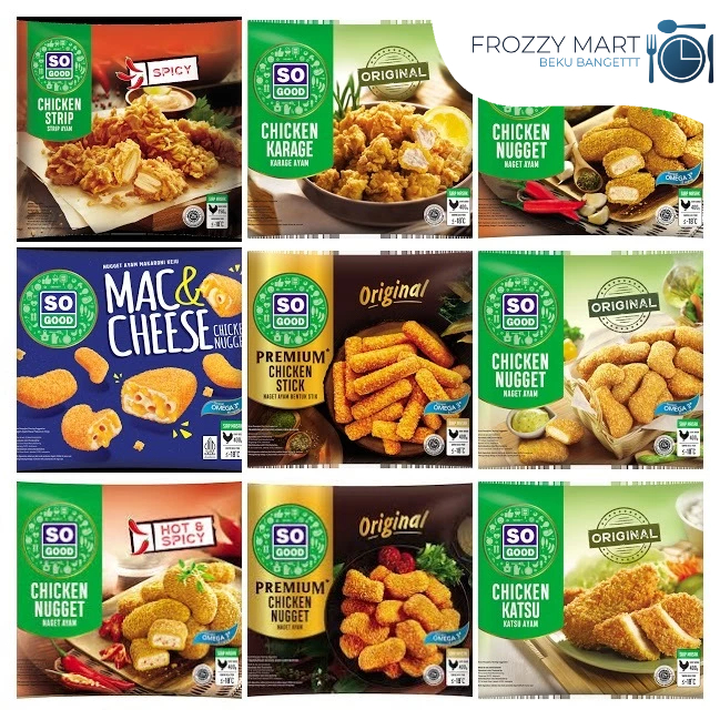 

So Good Chicken Nugget 400gr – Mac & Cheese, Karage, Katsu, Spicy Garlic, Original