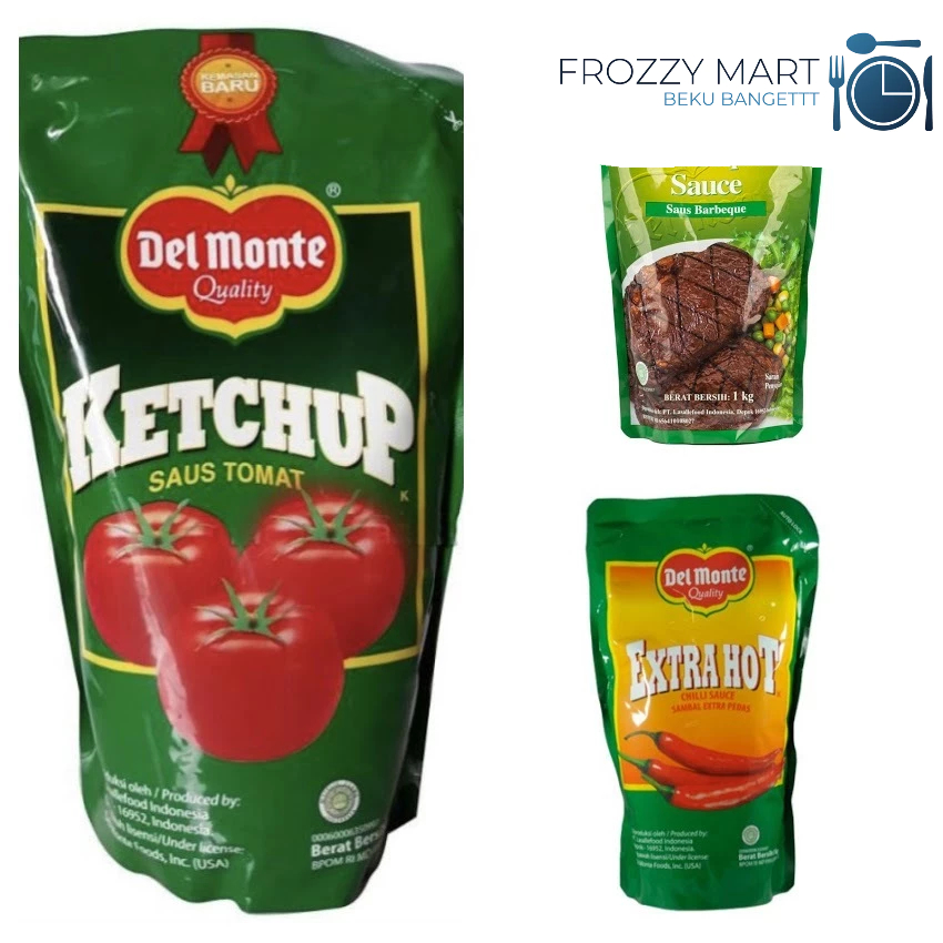 

Del Monte Saus 1 kg – Saus Tomat, Sambal Extra Hot, Saus BBQ | Kemasan Pouch