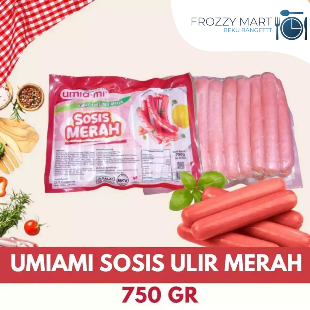 

UMIAMI Sosis Ulir Merah 750gr – Sosis Ayam Sapi Frozen Food Praktis untuk Goreng & Bakar