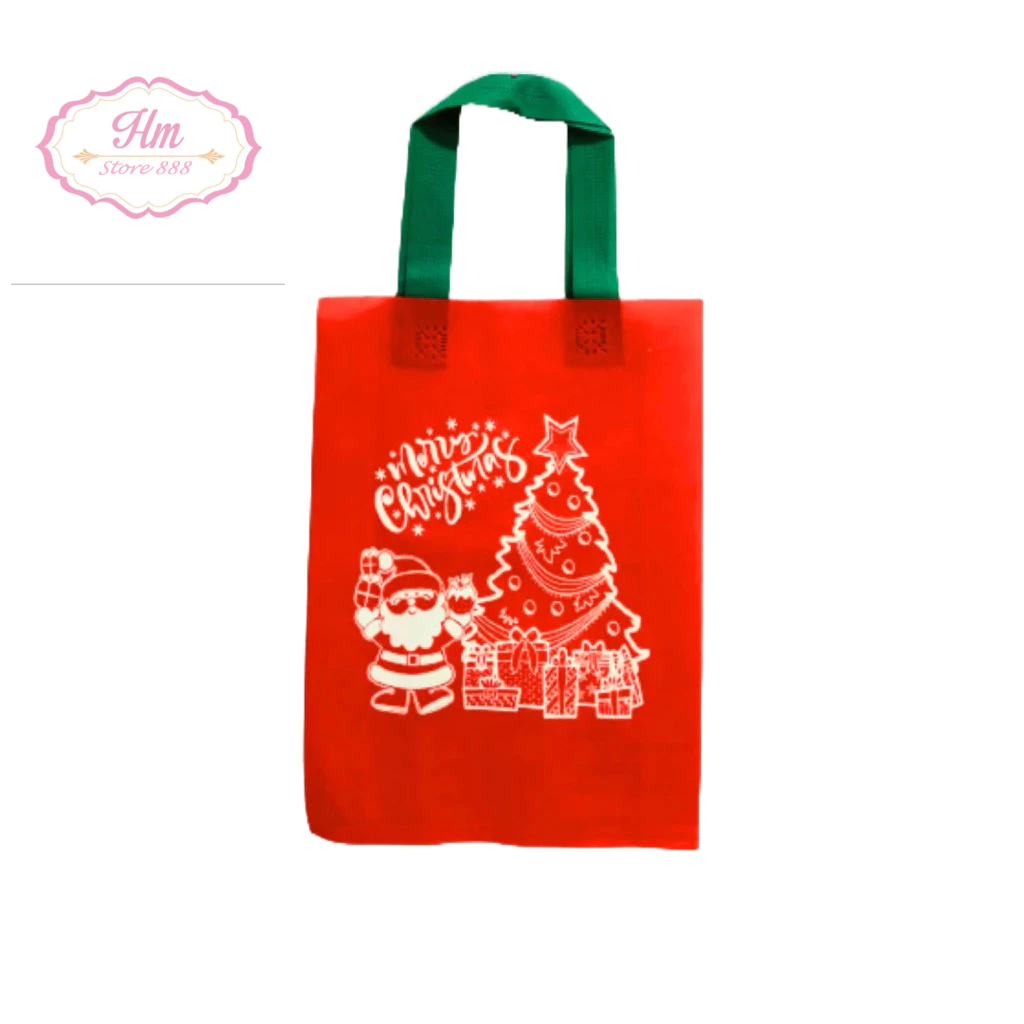 

HM - Goodie Bag Handle Edisi Natal uk 30x40x8 Tas Spunbond Merry Christmas