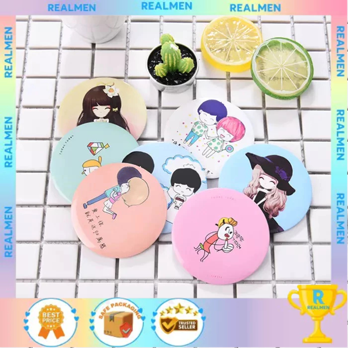 CERMIN KACA BULAT KECIL/ CERMIN MOTIF LUCU