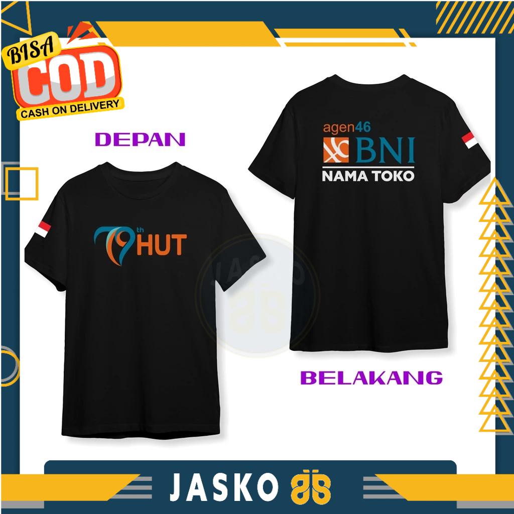 Baju Tshirt HUT BANK BNI ke 79 Logo Agen 46 Gratis Nama Toko DB Kaos Distro