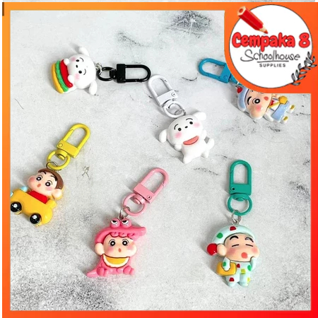 Gantungan Kunci Ganci Resin Karakter Crayon Shinchan Family Shiro Puppy Dog Himawari Dino Sinchan GK