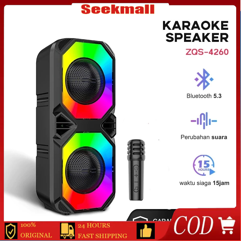 【COD】Speaker Bluetooth Karaoke Besar Super Bass Polytron Portable 8 inch Advance Wireless 2 Mic 100%