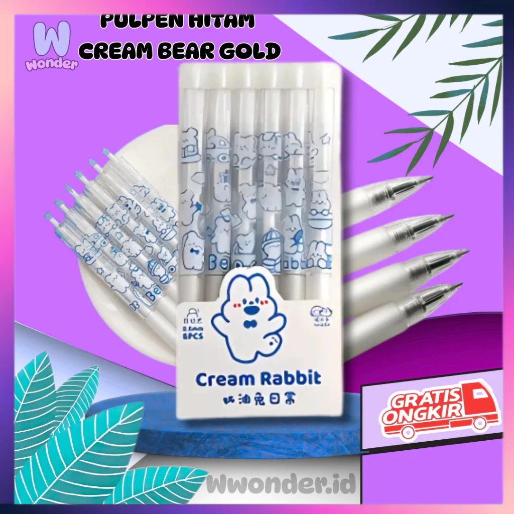 

WW Pena Cream Bear Gold Pulpen Tinta Hitam Best Seller TLD28