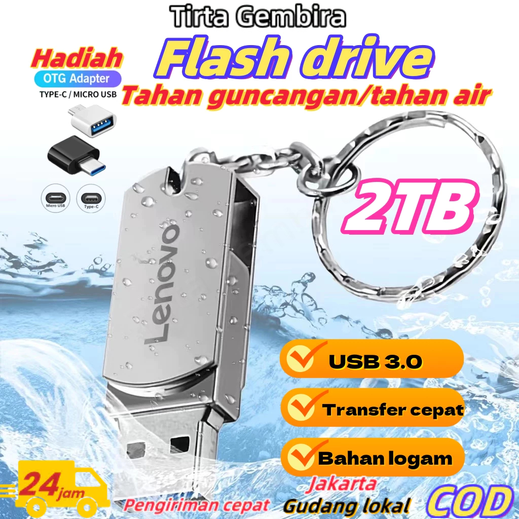 Flashdisk 2TB/1TB Flash Drive Metal Waterproof High Speed U Disk Flash Drive