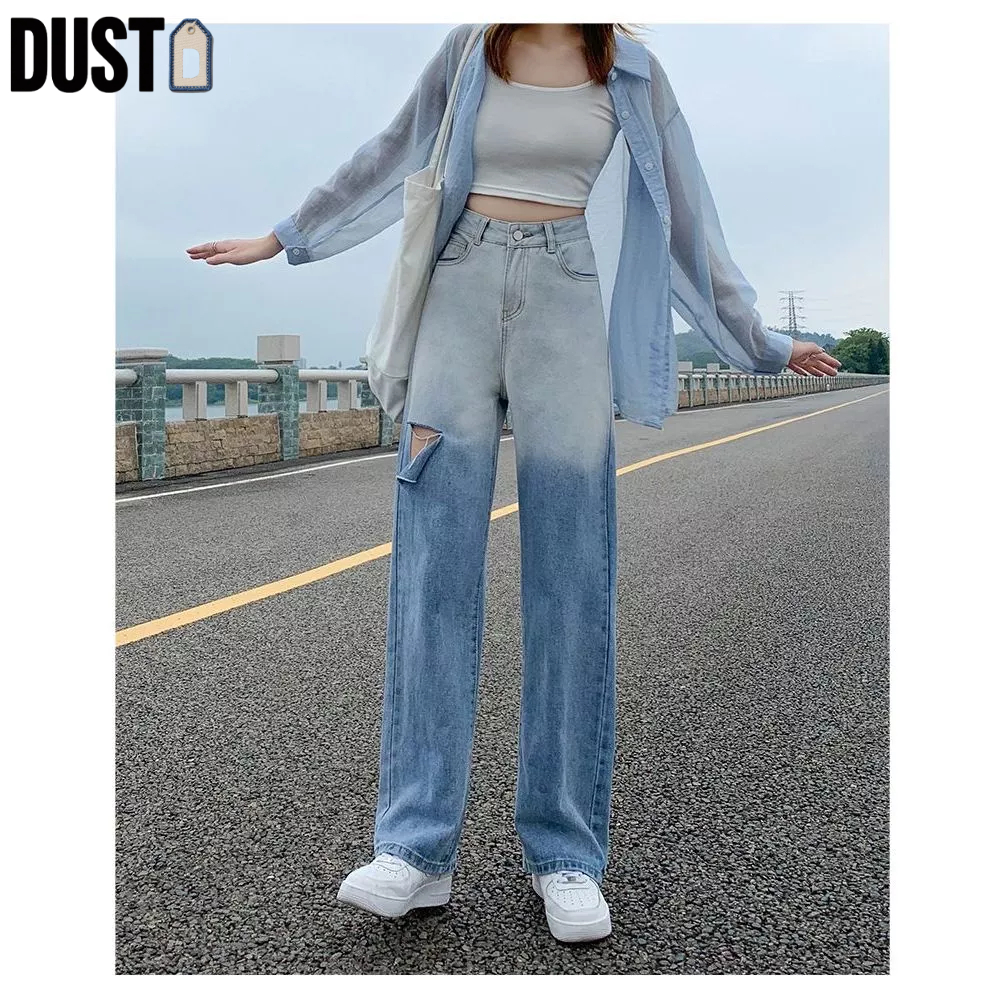 [Harga Terjangkau] Dust Celana Jeans Wanita Sobek Jeans Highwaist Kulot Jeans Import Premium Jeans K