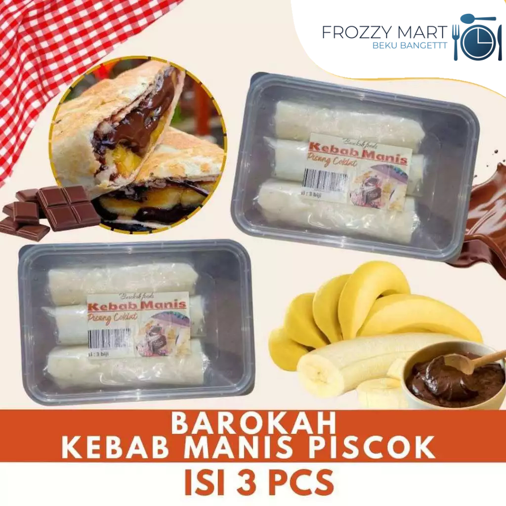 

BAROKAH Kebab Manis Piscok Isi 3 PCS – Frozen Camilan Pisang Coklat Lumer