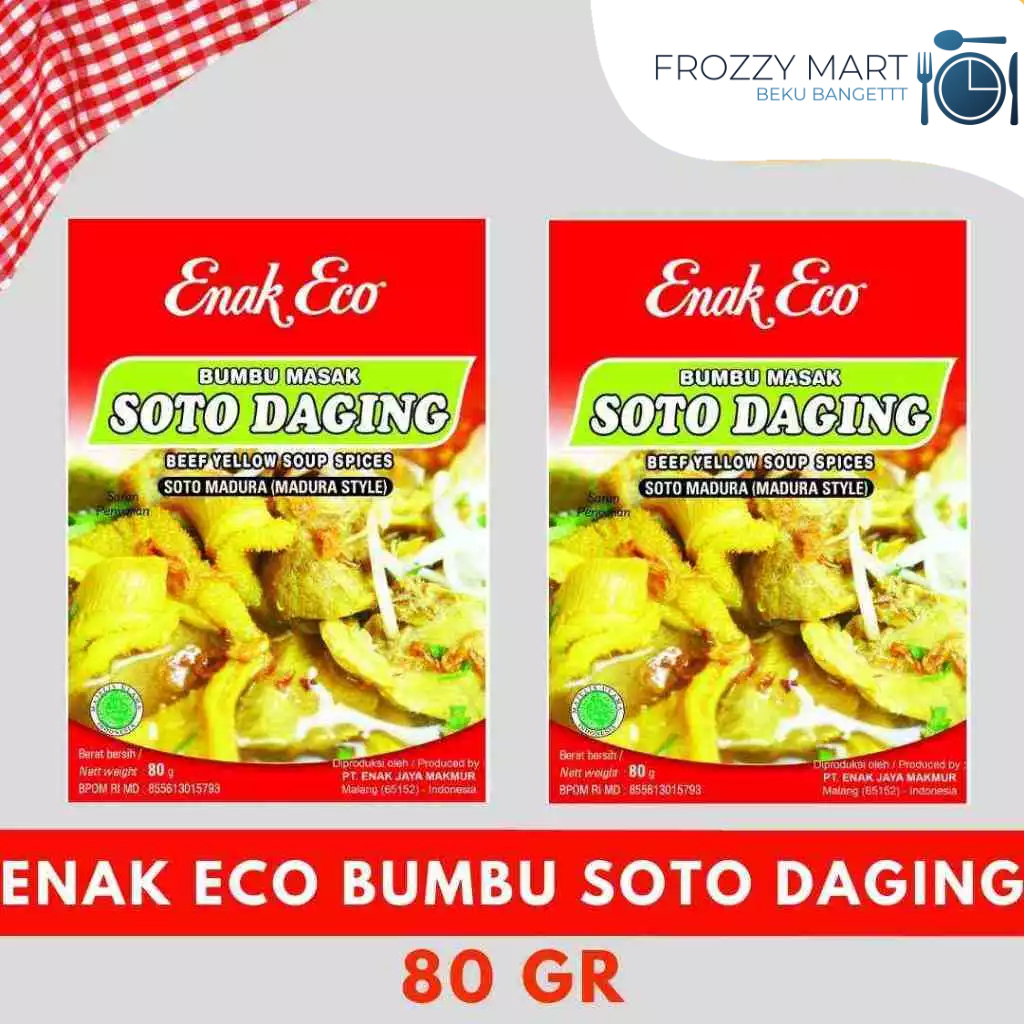 

Bumbu ENAK ECO 60–185gr - Gado-Gado, Rendang, Rawon, Soto, Opor, Kare, Sate, Pengempuk Daging