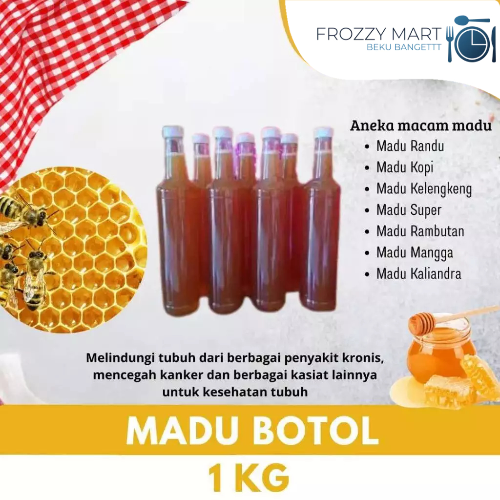 

Madu Alami 1kg – Kaliandra, Randu, Rambutan, Mangga, Kopi, Klanceng, Kelengkeng | Madu Murni