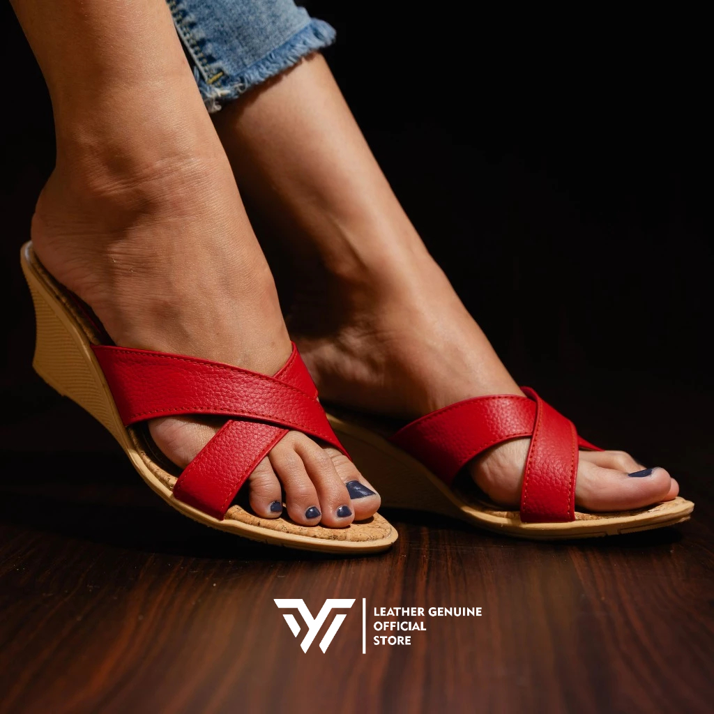 Sandal Kulit Wanita-Wedges 5cm-Sandal Kulit Asli