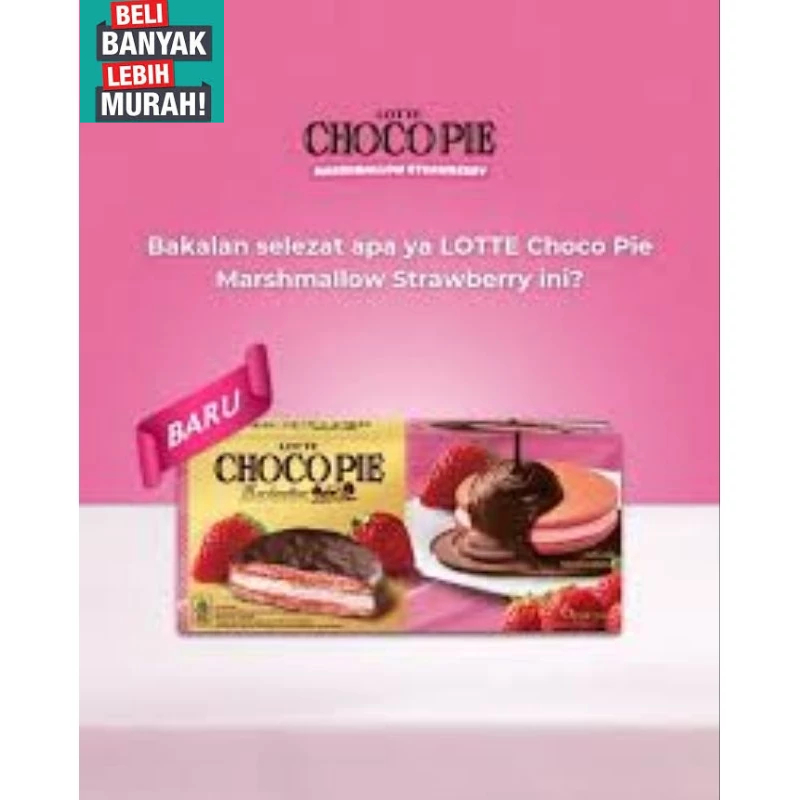 

LOTTE CHOCO PIE STRAWBERRY 1 BOX 12 PCS ( BELI BANYAK LEBIH MURAH )