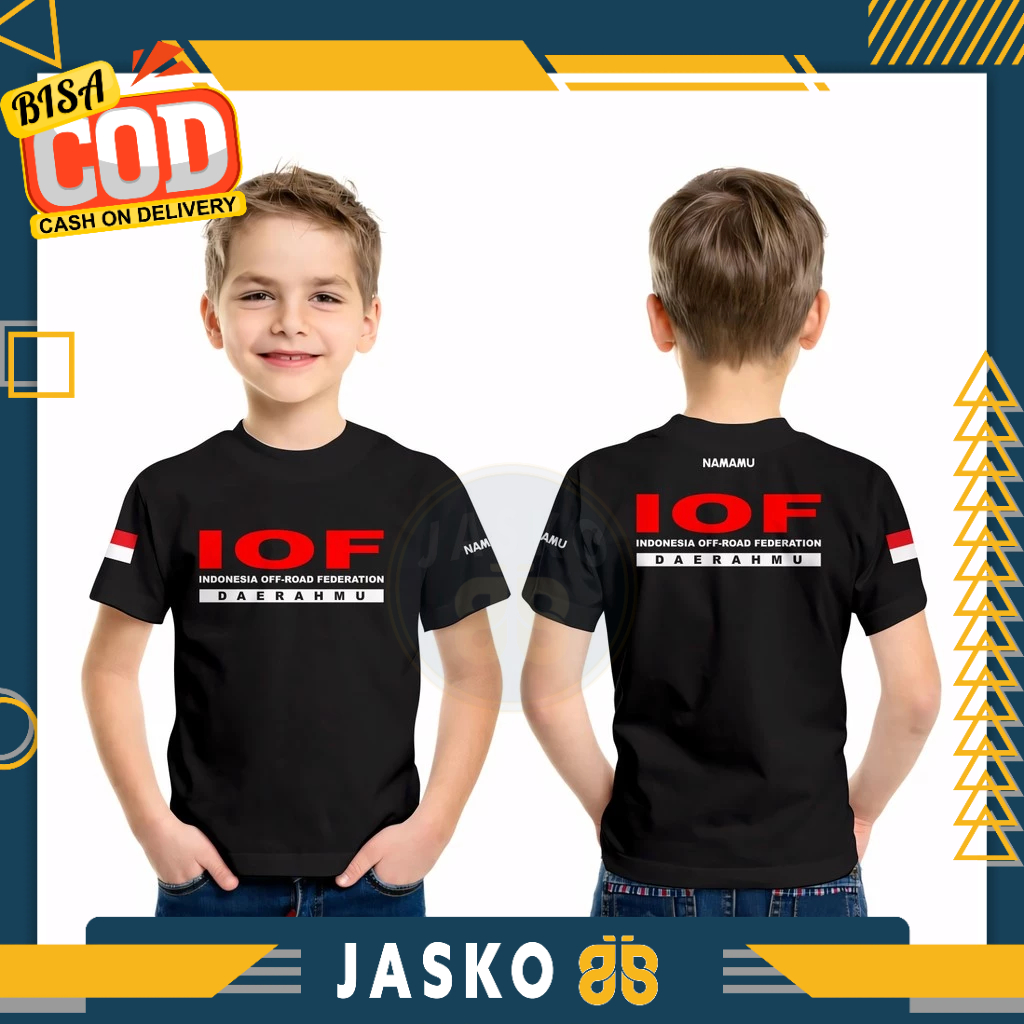 Baju Tshirt Anak IOF Indonesia Off-Road Federation Request Nama dan  Daerahmu DB Kaos Distro