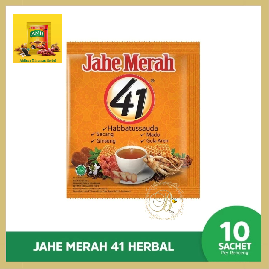 

Jahe Merah 41 Herbal Renceng Isi 10 Sachet | Minuman Jahe