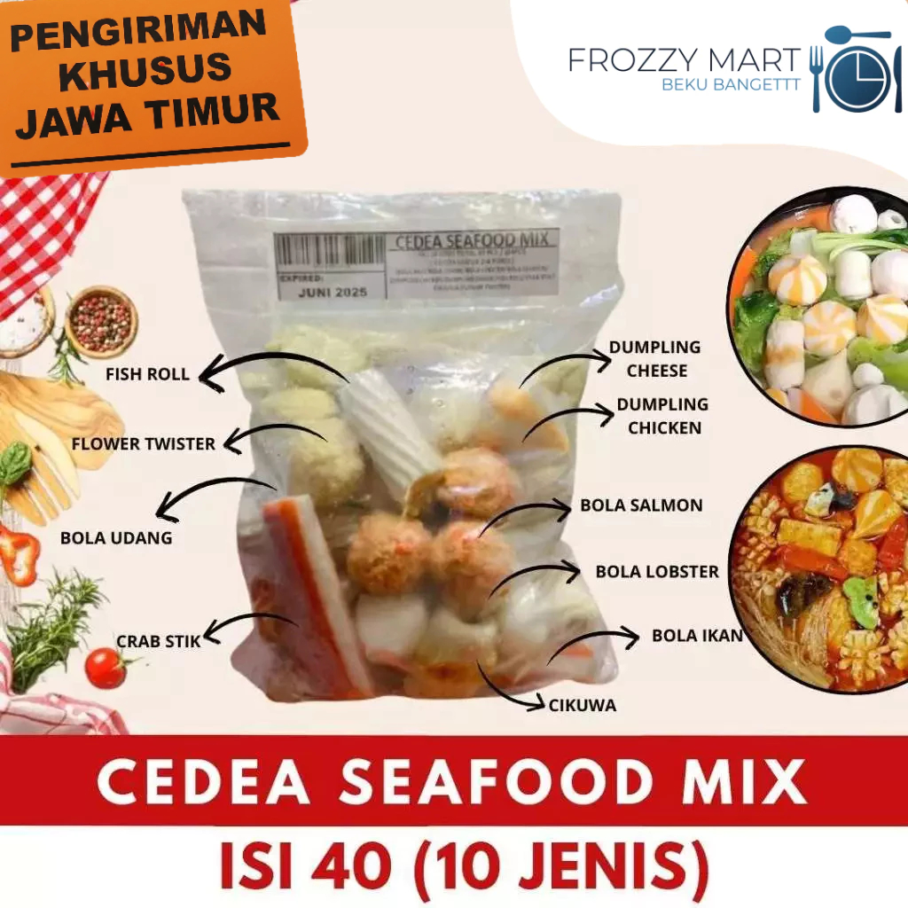 

CEDEA Seafood Mix Isi 40 pcs – Frozen Food Campuran 10 Jenis Olahan Laut
