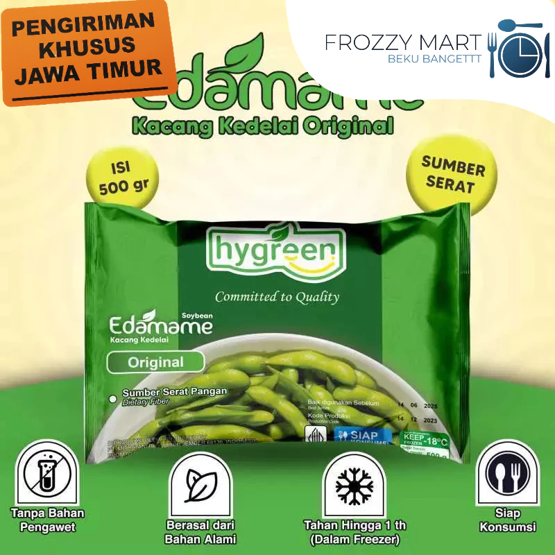 

HYGREEN Edamame Frozen Original / Salted – Camilan Sehat & Praktis!