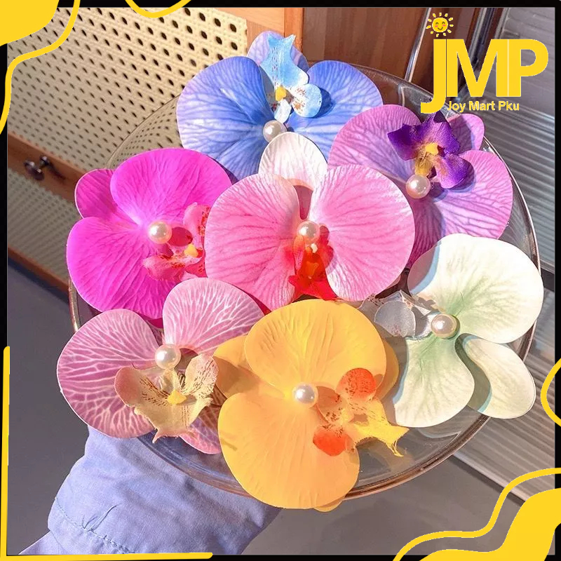 JMP - Jepit Rambut Orchid Hair Clip Hiasan Aksesoris Fashion Bunga Anggrek Jepit Hias Kerudung Kekin