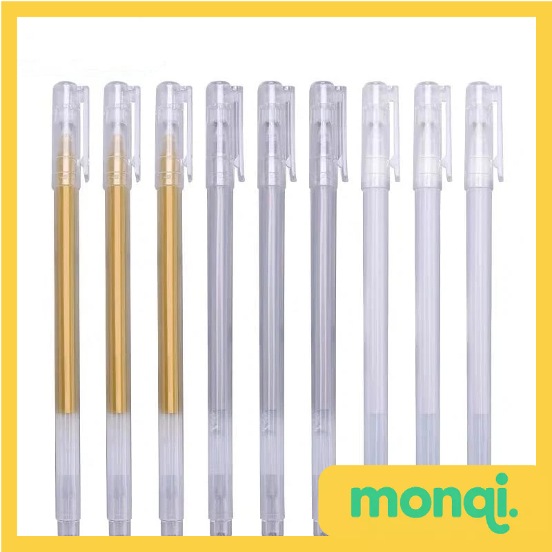 

MONQI Pena Glitter Metalik 0.9mm Pulpen Warna Warni Gold Colour Gel Pen Tinta Metallic Ballpoint Craftwork Scrapbook Silver White Gel Ink