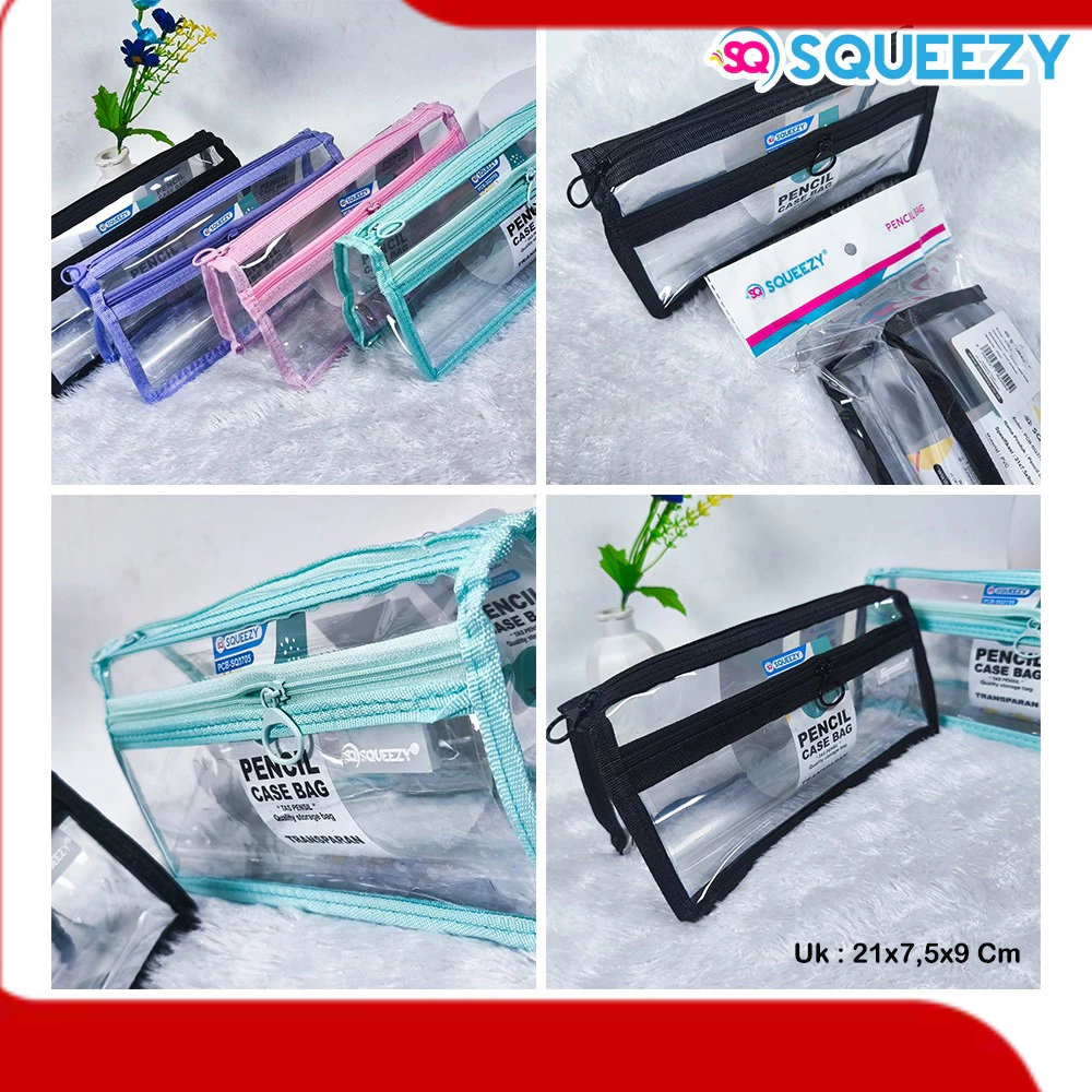 

Pensil case /tempat pensil squezzy resleting transparan