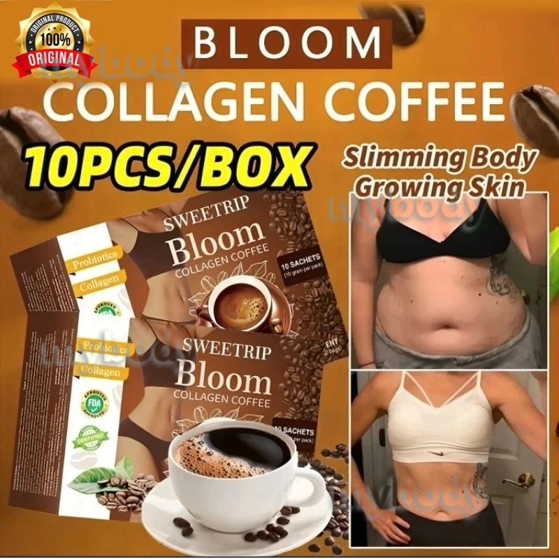 

10pcs Bloom Collagen Coffee Instant coffee Drink Glutathione Slim Detox Kopi Diet Enzim Pelangsing