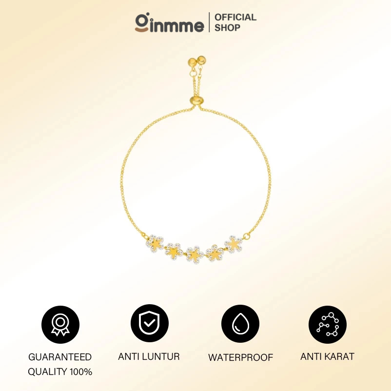 Ginmme Gelang Serut Berlian Imitasi Lingkaran Fashion Wanita Tangan Rantai Bracelet