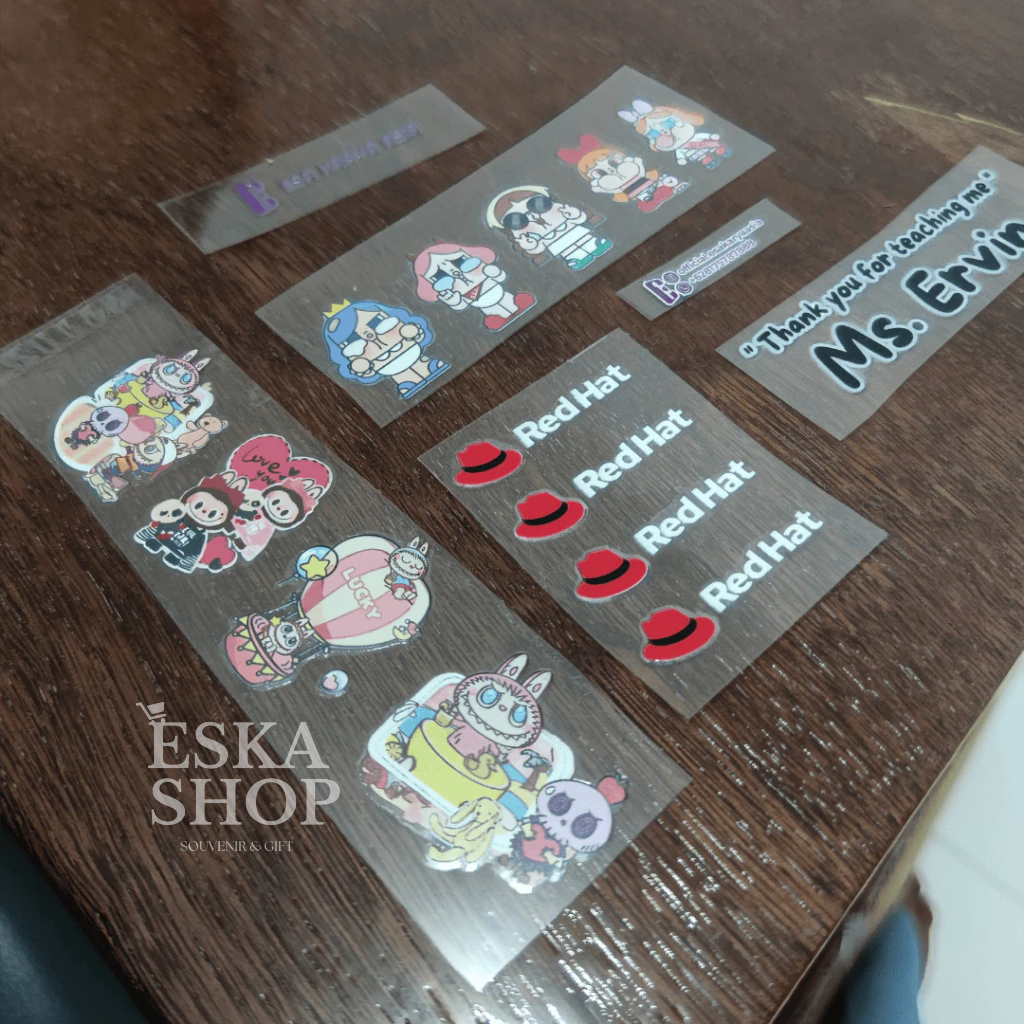 

STIKER DTF UV TRANSPARAN - STIKER ANTI AIR - STIKER MAKANAN - STIKER MINUMAN - STIKER BRAND