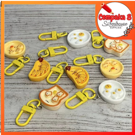 Gantungan Kunci Resin Breakfast Telur Roti Pisang Super CUTE LUCU Warna Kuning Harga Termurah Favori