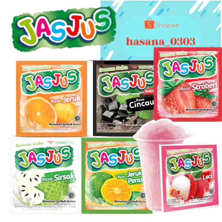 

JASJUS Minuman Rasa [ Jeruk - Jeruk Peras - Stroberi - Leci - Sirsak - Cincau ]